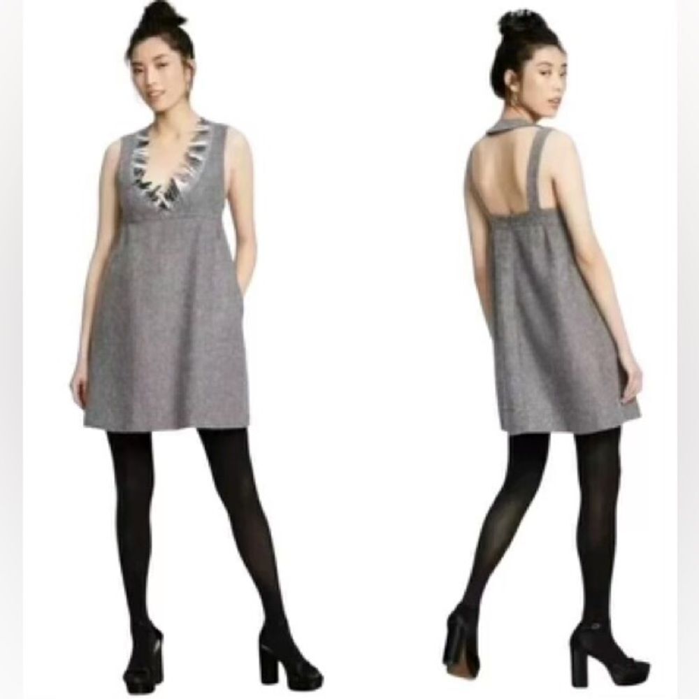 Anna Sui x Target Grey Metallic Tweed Embellished Pinafore Dress , size 5